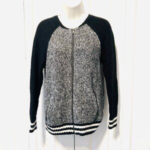 American Eagle Outfitters-Women's Zip Up Sweater/Jacket-Medium-Black/White-Warm